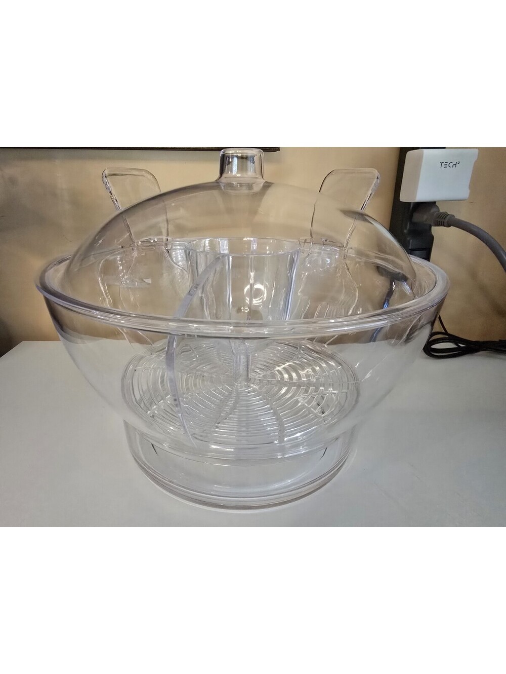 Prodyne Acrylic Salad on Ice with Fruit Insert with Utensils and Dome Lid